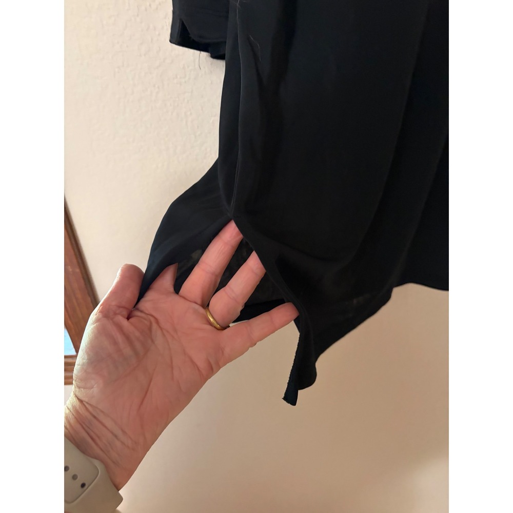 INC International Concepts Black V-Neck Tunic Top XL Ring Detail 3/4 Sleeve - Picture 7 of 10
